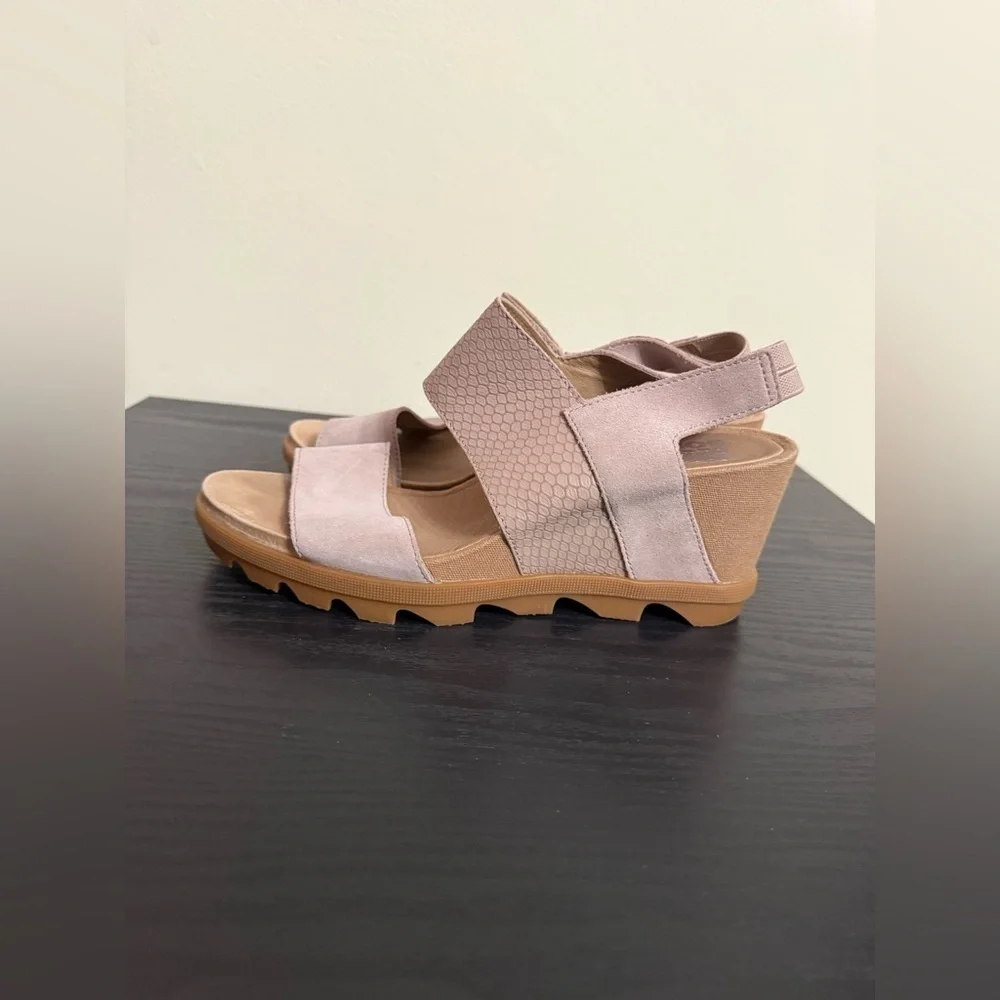 Sorel Joanie Pink Slingback Wedge Leather Sandal Women's Size 9.5
